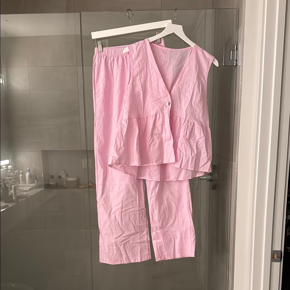 Women’s Wide Leg Two-Piece Set - Pink